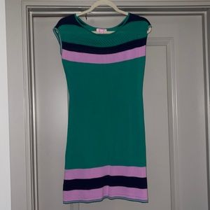 LILLY PULITZER Kinley Trellace stripe Emerald green shift sweater dress size XS